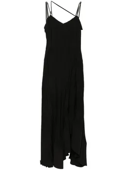 Lanvin плиссированное платье макси асимметричного кроя, черный