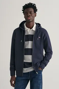 Меланжевая толстовка Gant со щитком на молнии с логотипом GANT, синий