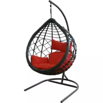 Кресло подвесное Garden story Вирджиния черная, подушка красная (D3414- МТ002)