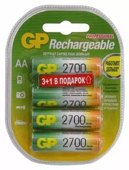 Аккумулятор AA GP 270AAHC3/1, в комплекте 4шт. (GP 270AAHC3/1-2CR4)
