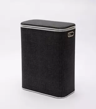 Корзина для белья Geralis Вamboo Gray BBH-B темно-серая, кант хром, стандартная