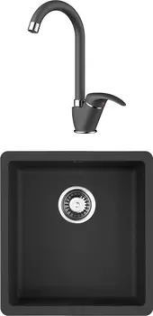 Комплект Мойка кухонная Omoikiri Kata 40-U-BL черная + Смеситель Omoikiri Umi BL для кухонной мойки