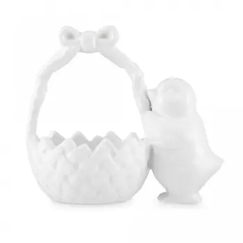Конфетница Decor de table цыпленок керамика белая 14х15,4 см