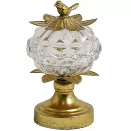 Конфетница с птичкой Glasar 15x15x25см