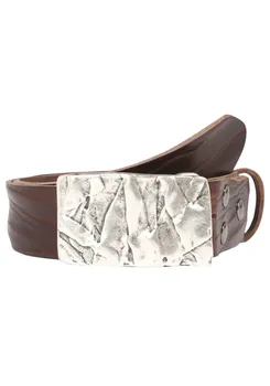 Ремень LIFE RING by showroom 019° кожаный со сменной застежкой "Rock Wall Silver" Rettungsring By Showroom 019°, коричневый