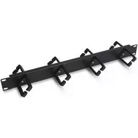 Кабельный организатор Cabeus JB08-1U-45-BK горизонтальный 19" 1U двухсторонний, 8 пластиковых колец под углом 45 градусов