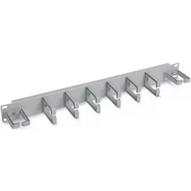 Кабельный организатор Cabeus JB08-1U-PR-GY горизонтальный 19" 1U, 8 пластиковых колец, металлический, цвет серый (RAL7035)