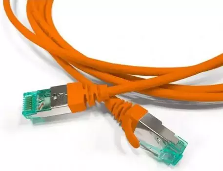 Кабель патч-корд S/FTP 6А кат. 1м Hyperline PC-LPT-SFTP-RJ45-RJ45-C6a-1M-LSZH-OR экранированный, (100% Fluke Component Tested), 30AWG, LSZH, 1 м, оран