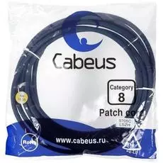 Кабель патч-корд SSTP 8 кат. 5м Cabeus PC-SSTP-RJ45-Cat.8-5m-LSZH 2xRJ45/8p8c, экранированный, синий, LSZH