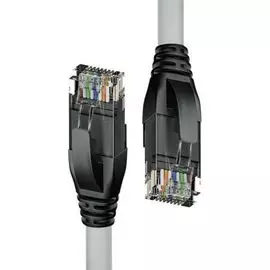 Кабель патч-корд U/UTP 5e кат. 3м 4PH 4PH-50642 прямой, серый, черные коннекторы, 24 AWG, литой, ethernet high speed 1 Гбит/с, RJ45, T568B