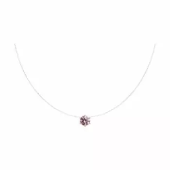 Золотое колье с розовым фианитом Swarovski на леске