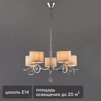 Люстра подвесная Freya FR5906-PL-05-CH, 5 ламп, 20 м, цвет хром/серый