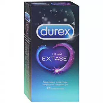 Durex Презервативы Dual Extase с анестетиком рельефные №12 Doodle (Durex, Презервативы)