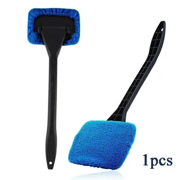 Cleaning Brush Wipe Tool Cleaning Tool Window Wiper Reusable Long Handle Cleaning Cloth Windshield Demister Microfiber Wiper 1pc Accessory синий