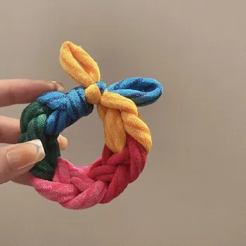 Женская плетеная повязка на голову из резинки для волос, высокоэластичная, прочная, резиновая повязка на голову коричневый