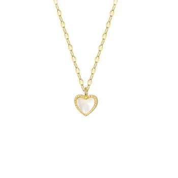 Ожерелье Love Frimedary, легкая роскошная подвеска с белым сердцем, простая цепочка для губ, цепочка на ключицу