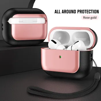 Роскошный чехол для наушников с кожаной текстурой и ремешком для Apple Airpods Pro 2 поколения 2nd Air Pods 3 Gen Girls Симпатичный противоударный защитный чехол Airpods Pro