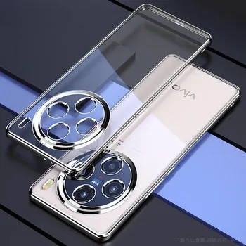 Чехол для VIVO X200 Pro Mini X200pro Гальванизированный прозрачный объектив камеры Защитный чехол для VIVO X200 Pro X 200 Противоударный силиконовый бампер VIVO X200 Pro чёрный