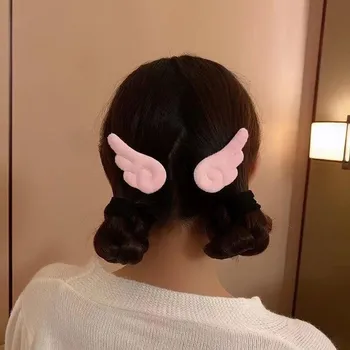 1 пара OOTD заколка для волос с крыльями ангела, плюшевая заколка для волос, детская стильная заколка для волос, заколка для волос, аксессуары для волос белый