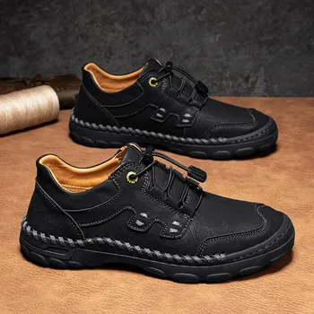 Мужские кроссовки ручной работы Slip-on, классическая мужская повседневная обувь, походная обувь для мужчин, роскошные брендовые мужские универсальные кроссовки 38 хаки