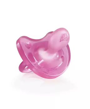 Chicco Physio Soft Пустышка силиконовая, цвет розовый