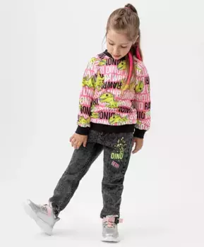 Джинсы mom fit с декором серые Button Blue (122)