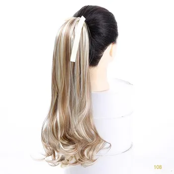 Длинный вьющийся парик из волос с хвостиком на клипсе 22inches