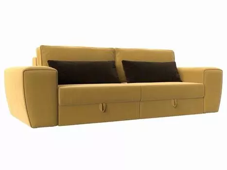Прямой диван Лига-008 Микровельвет Желтый/Коричневый