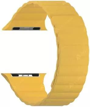 Браслет для AppleWatch (42/44mm) магнитный под кожу желтый