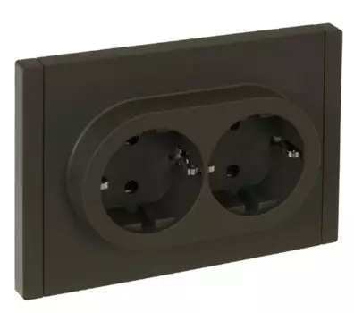 Розетка двухместная с заземлением IEK FP-R24-16-1-K03 FORTE&PIANO с защитными шторками б/к 16А FP323 серый