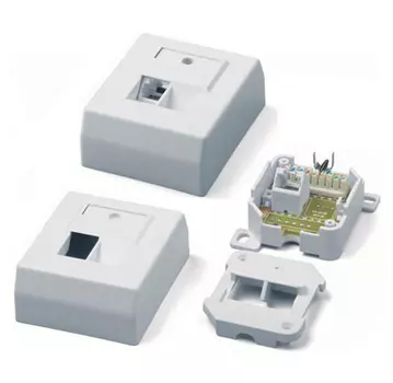 Розетка Hyperline SB-GTS1-8P8C-C6-WH внешняя 1xRJ45 UTP, Кат. 6