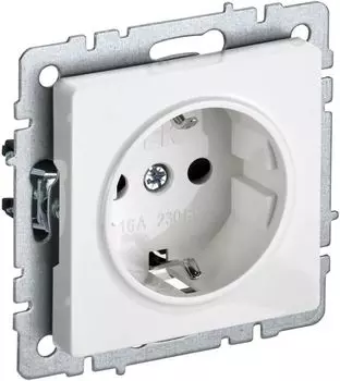 Розетка IEK BR-R11-16-K01 BRITE РС11-1-0-БрБ 16А с заземл. без защ. шторки белая