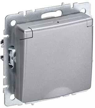 Розетка IEK BR-R16-16-44-K47 BRITE РСбш10-3-44-БрА 16А IP44 с заземл. защ. шторки с крышкой алюм.