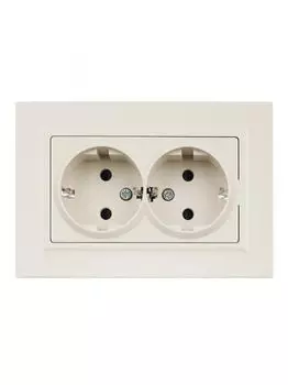 Розетка IEK BR-R24-16-K10-F 2-м СП BRITE РСш12-3-БрКр 16А в сборе с заземл. защ. шторки бежевая