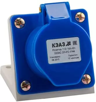 Розетка КЭАЗ 222747 123-32А-6h-220AC-2P+PE-IP44 для монтажа на поверхность