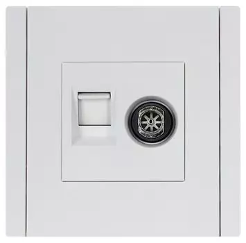 Розетка комбинированная IEK FP-AK20-1-K01 FORTE&PIANO TV+RJ45 кат.5E FP236 белый