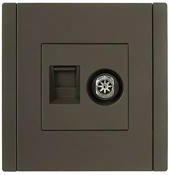 Розетка комбинированная IEK FP-AK20-1-K03 FORTE&PIANO TV+RJ45 кат.5E FP336 серый