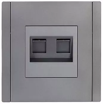 Розетка компьютерная двойная IEK FP-K20-2-K46 FORTE&PIANO RJ45 кат.6 FP534 сталь