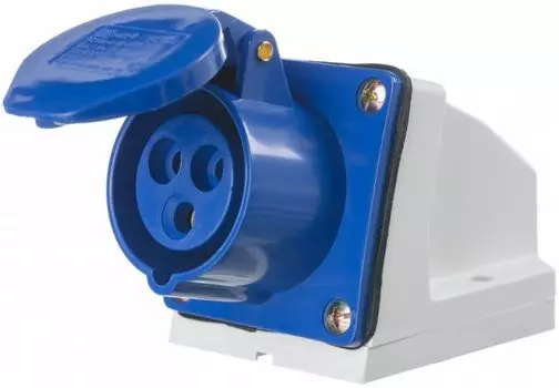 Розетка DEKraft 26028DEK стационарная 113 2Р+РЕ 16А 220В IP44 РС-102