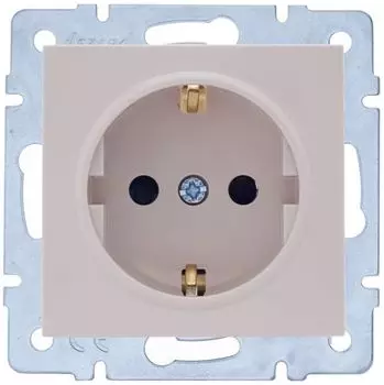 Розетка Lezard 742-0388-124B Vesna 1-м СП с заземл. защ. шторки ПБТ механизм крем.