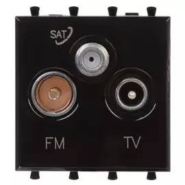 Розетка DKC 4402532 TV-FM-SAT модульная, "Черный квадрат", 2 модуля, "Avanti"