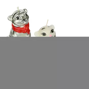 Свеча парафиновая "Тигр в шарфе", 6,3х6,5х9см, 3 цвета (белый, золото, серебро)
