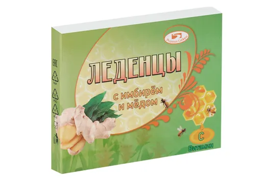 Леденцы Родники Сибири с имбирем/медом, 10 шт