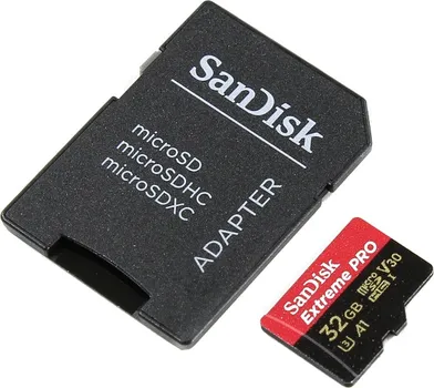 Карта памяти 32GB SanDisk SDSQXCG-032G-GN6MA Extreme Pro + SD Adapter + Rescue Pro Deluxe 100MB/s A1 C10 V30 UHS-I U3