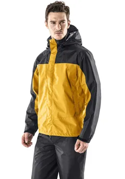 Дождевик Rain MES11 Charcoal M [Tesla] Мужская дождевая одежда, костюм, плащ, комплект, для активного отдыха, скалолазания, снаряжение, верх, низ цвета уголь/желтый
