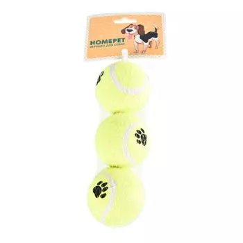HOMEPET игрушка для собак мячи теннисные (3 шт) (6 см.)