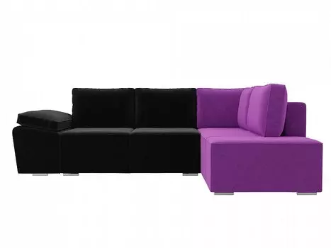 Диван угловой Хавьер правый Микровельвет Черный Фиолетовый