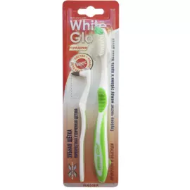 Зубная щетка "Flosser" отбеливающая + ластик для удаления налета, White Glo