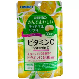 Витамин С со вкусом лимона, 120 жевательных таблеток, ORIHIRO