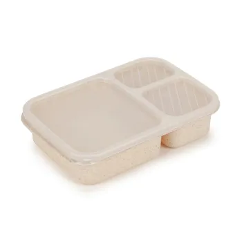 Коробка из пшеничной соломы Bento для домашнего использования Квадратная сплит-коробка для закусок для студентов и офисных работников 800ml розовый
